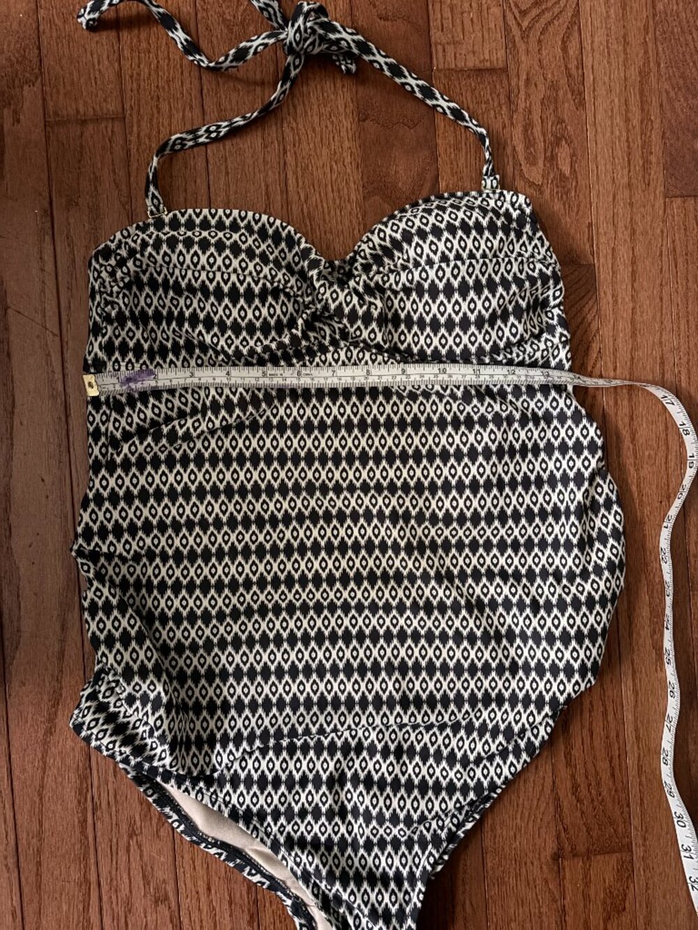 Black & White Geometric Print MATERNITY One-Piece Swimsuit Halter Neck
